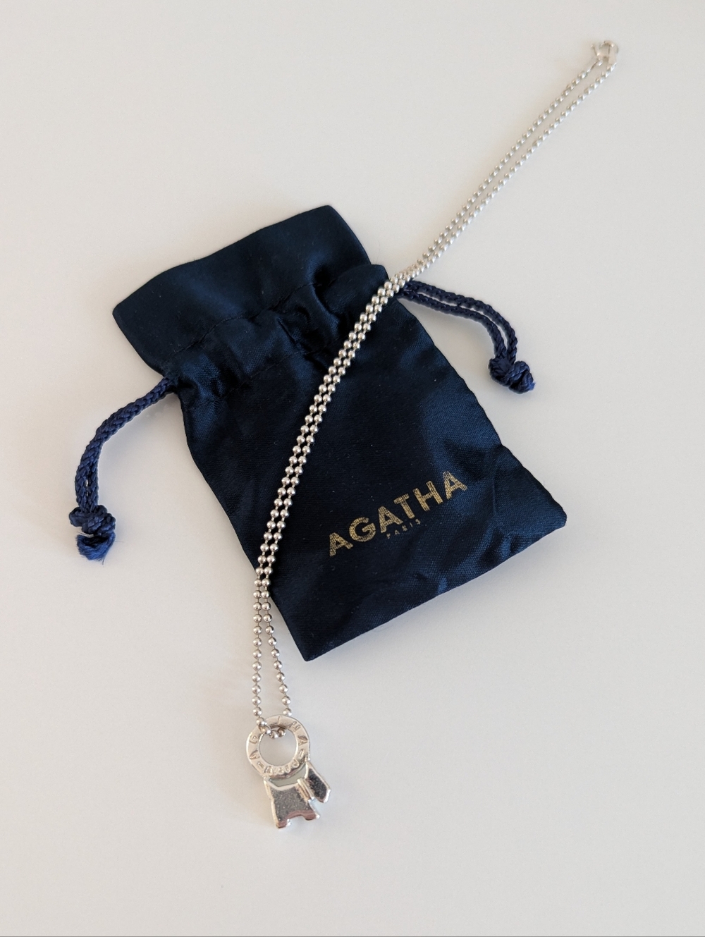 AGATHA Paris sterling silver dog pendant necklace